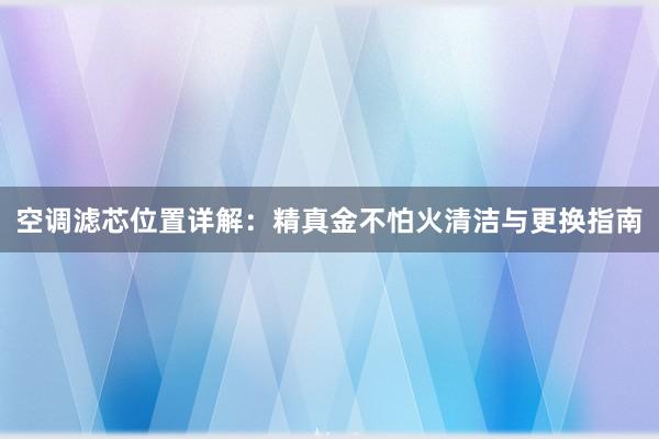 空调滤芯位置详解：精真金不怕火清洁与更换指南